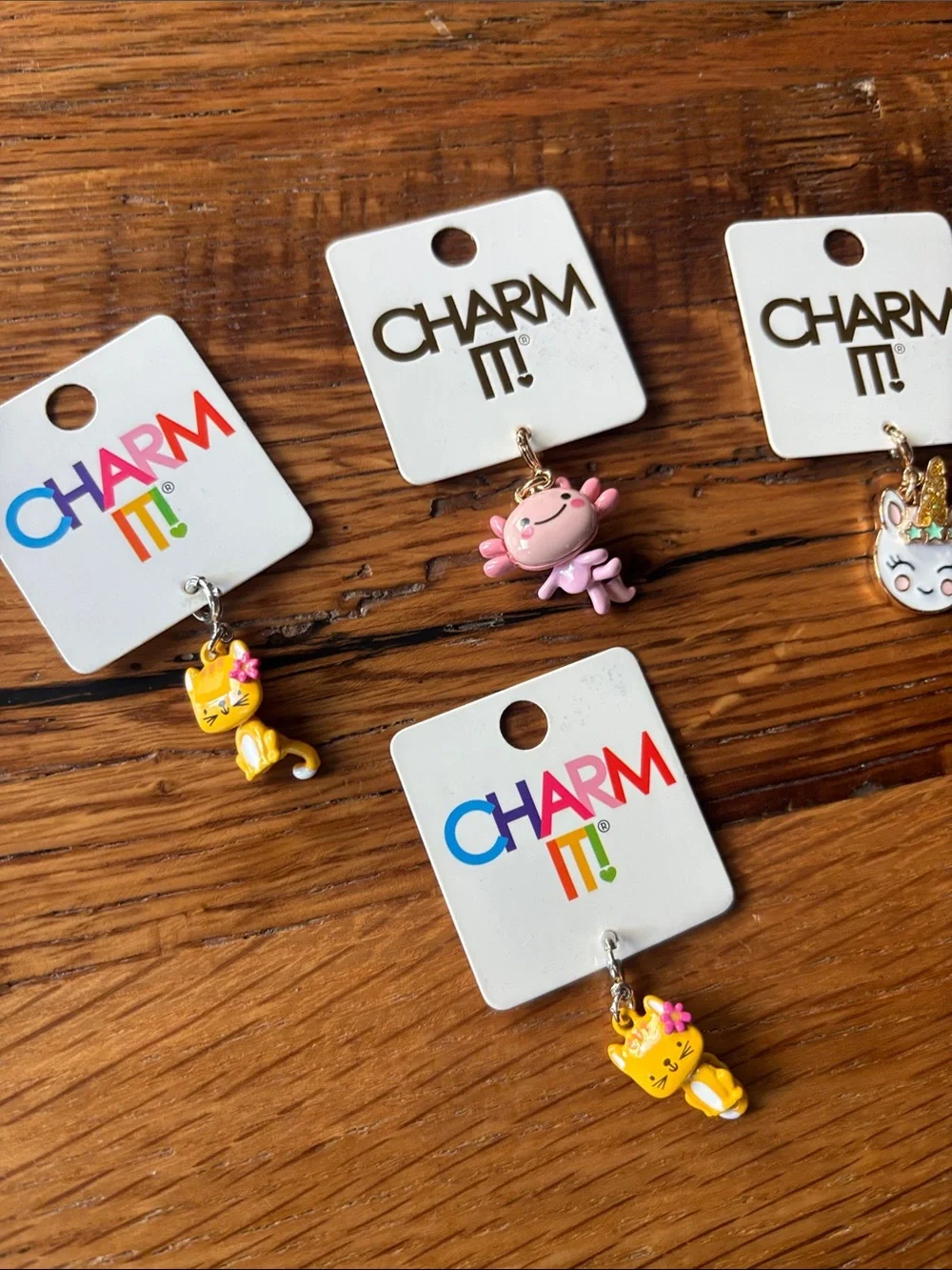 Charm it! Kids Unicorn and Animal Charms - Pink, Yellow lot of 4